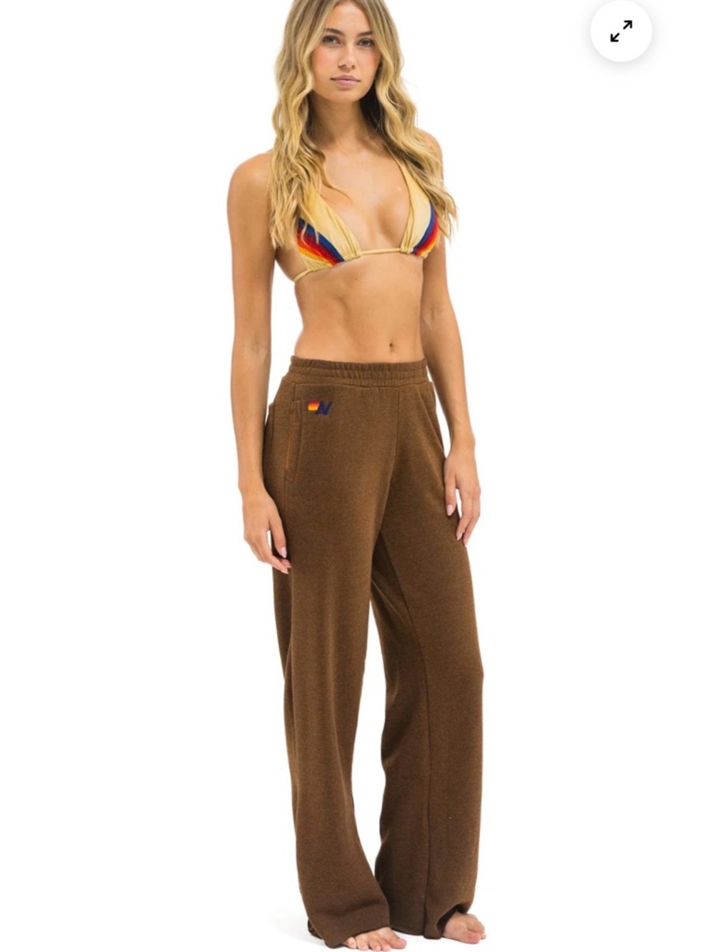 5 STRIPE WIDE LEG POCKET SWEATPANTS - CHOCOLATE // ESPRESSO Large $165 Retail - Picture 2 of 4